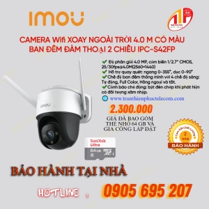 Lắp Đặt Trọn Gói Bảo Hành 2 Năm CAMERA IMOU PTZ 4MP IPC-S42FP